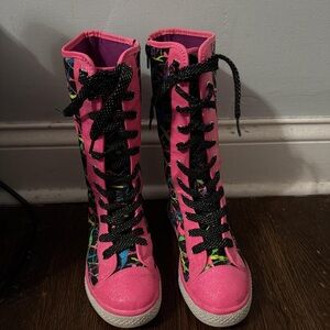 Justice Pink and Black High-Top Sneakers
